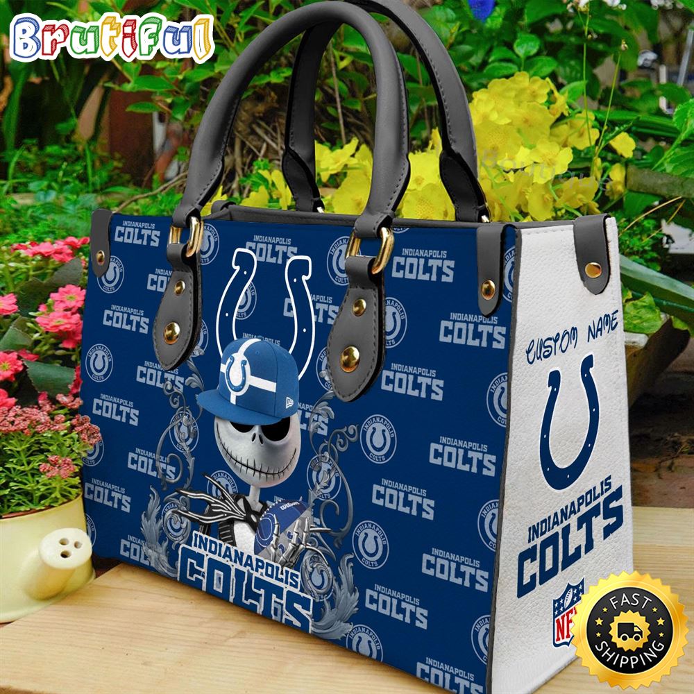 Sportswearmerch Indianapolis Colts NFL x Jack Skellington Women Leather Bag For Fan