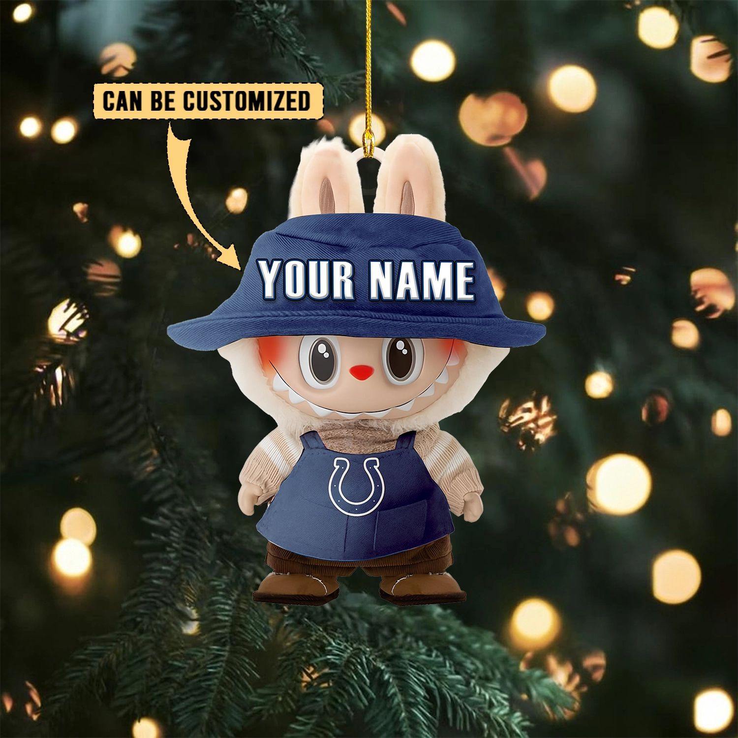Sportswearmerch Indianapolis Colts NFL x Labubu Christmas Personalized Acrylic Ornament Gift For Fans