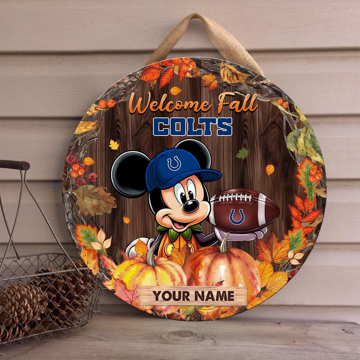 Sportswearmerch Indianapolis Colts NFL x Mickey Round Wooden Sign For Fan
