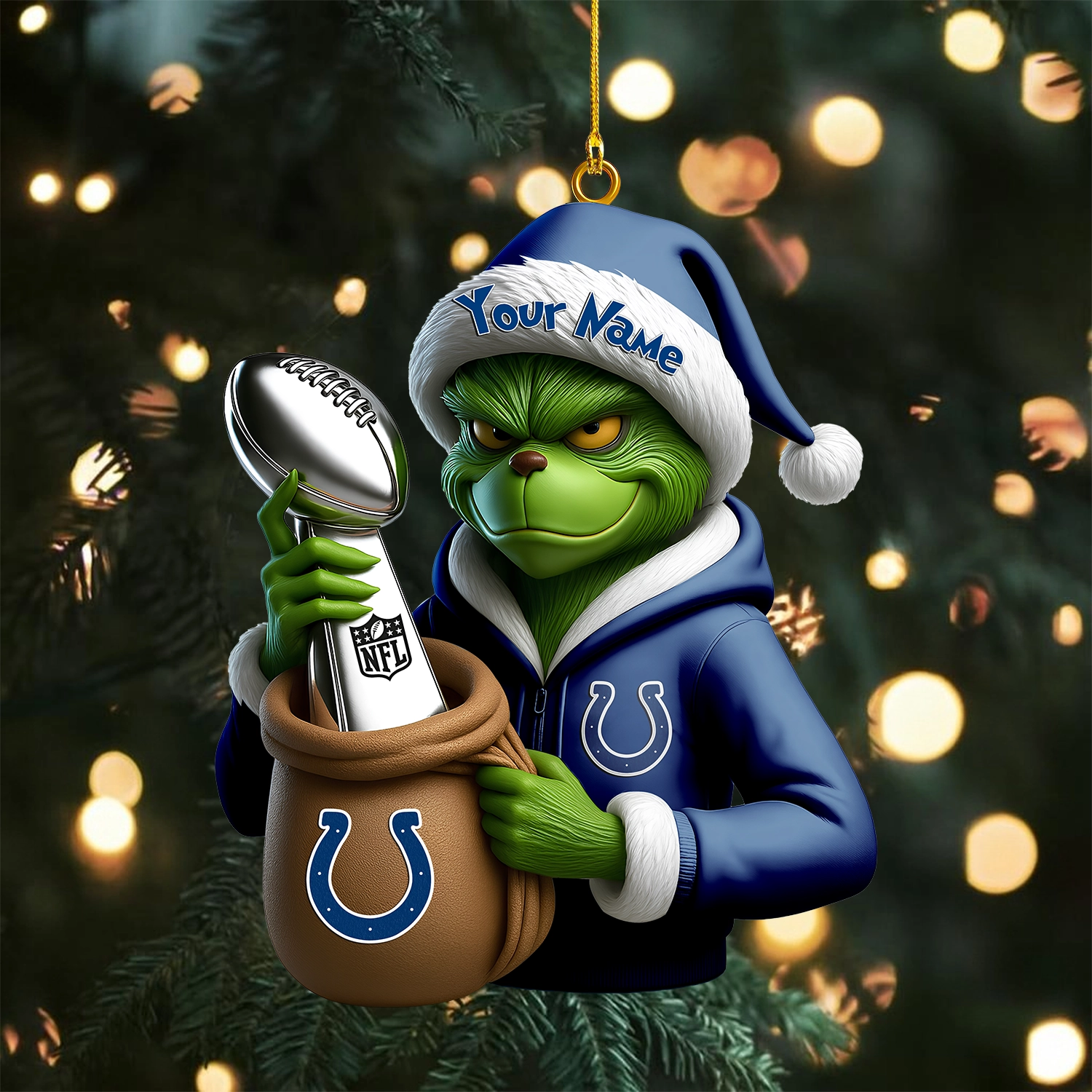 Sportswearmerch Indianapolis Colts NFL x The Grinch Acrylic Ornament Gift For Fans