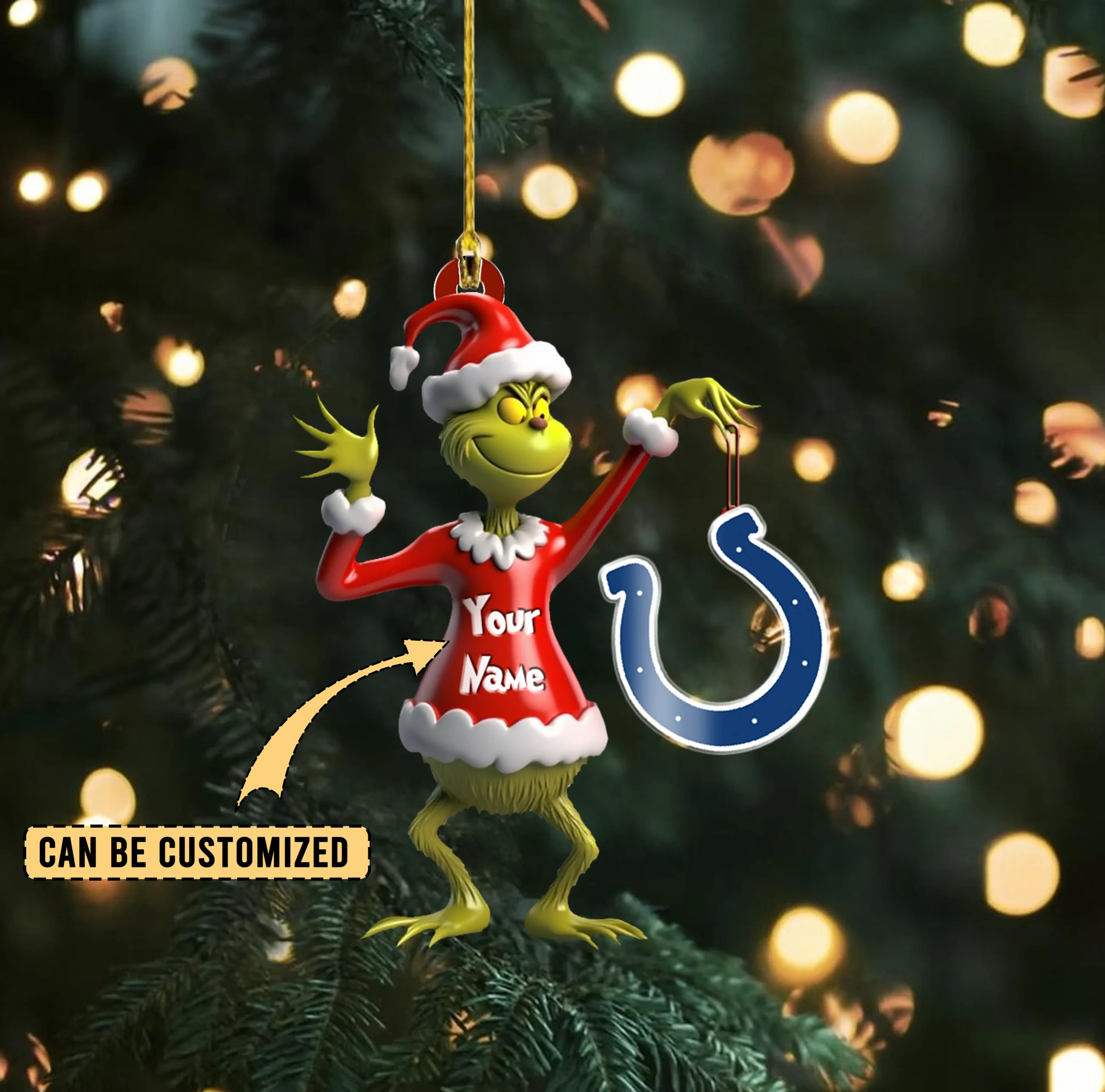 Sportswearmerch Indianapolis Colts NFL x The Grinch Acrylic Ornament Gift For Fans