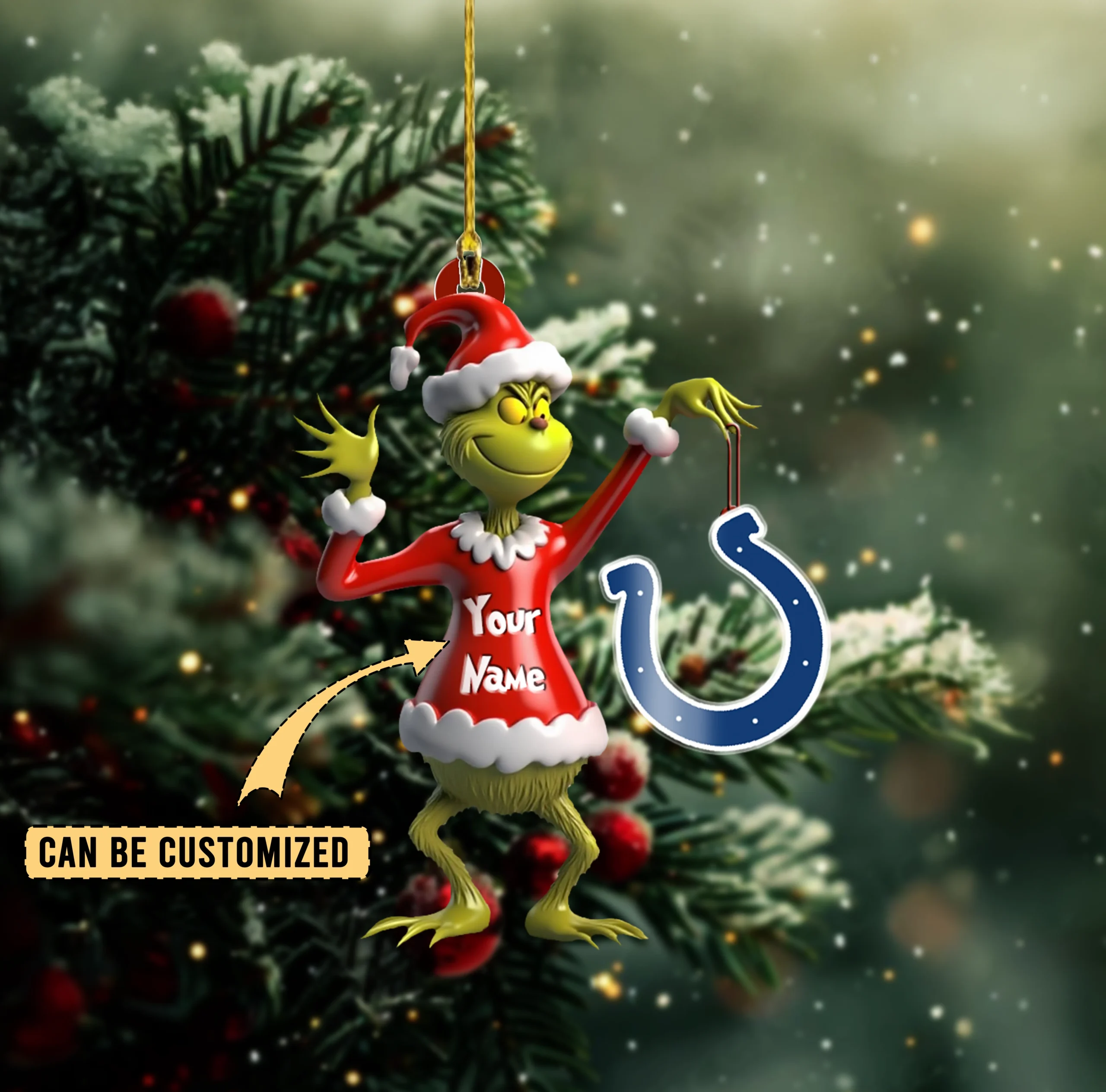Sportswearmerch Indianapolis Colts NFL x The Grinch Acrylic Ornament Gift For Fans