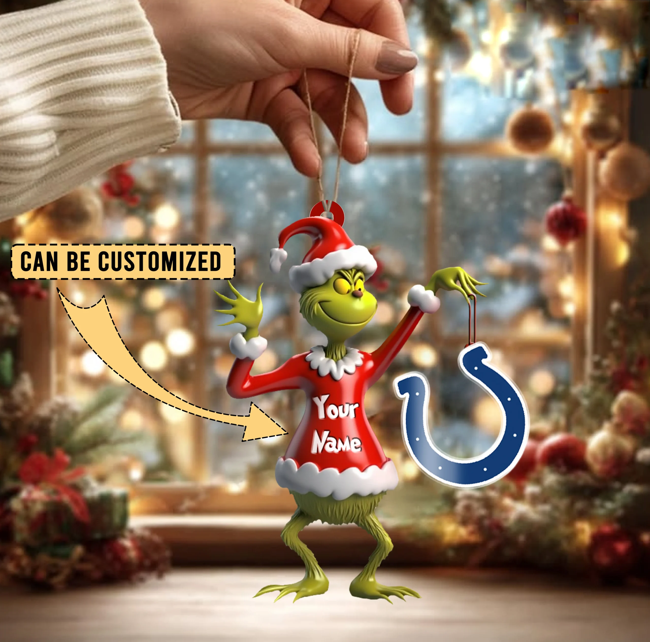 Sportswearmerch Indianapolis Colts NFL x The Grinch Acrylic Ornament Gift For Fans