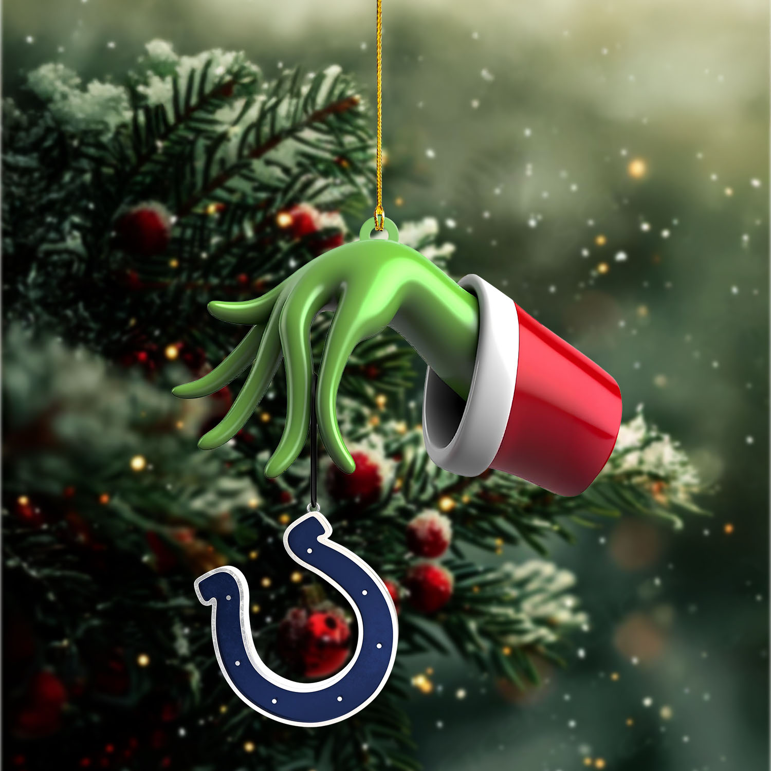 Sportswearmerch Indianapolis Colts NFL x The Grinch Christmas Acrylic Mix Wooden Ornament Gift For Fans