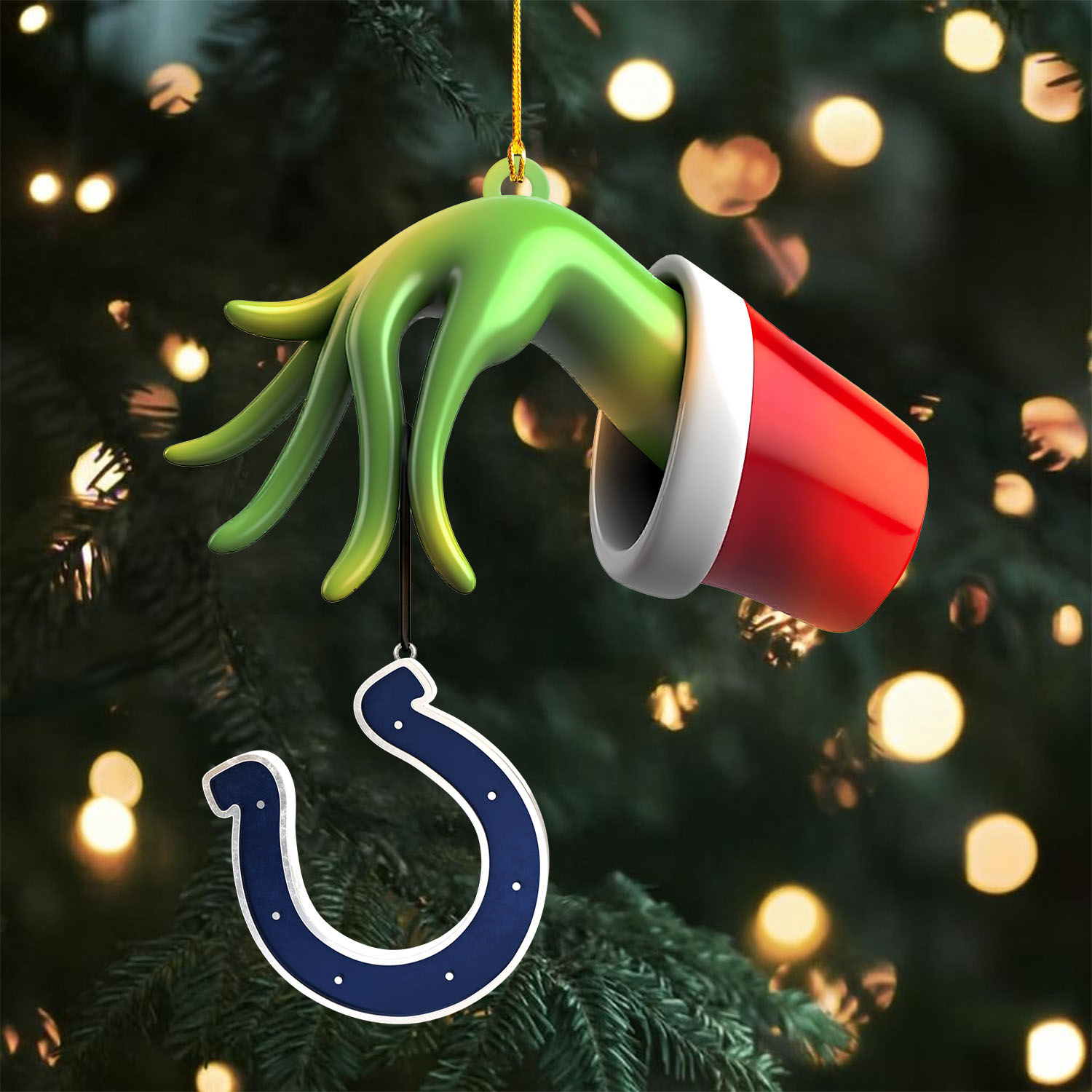 Sportswearmerch Indianapolis Colts NFL x The Grinch Christmas Acrylic Mix Wooden Ornament Gift For Fans