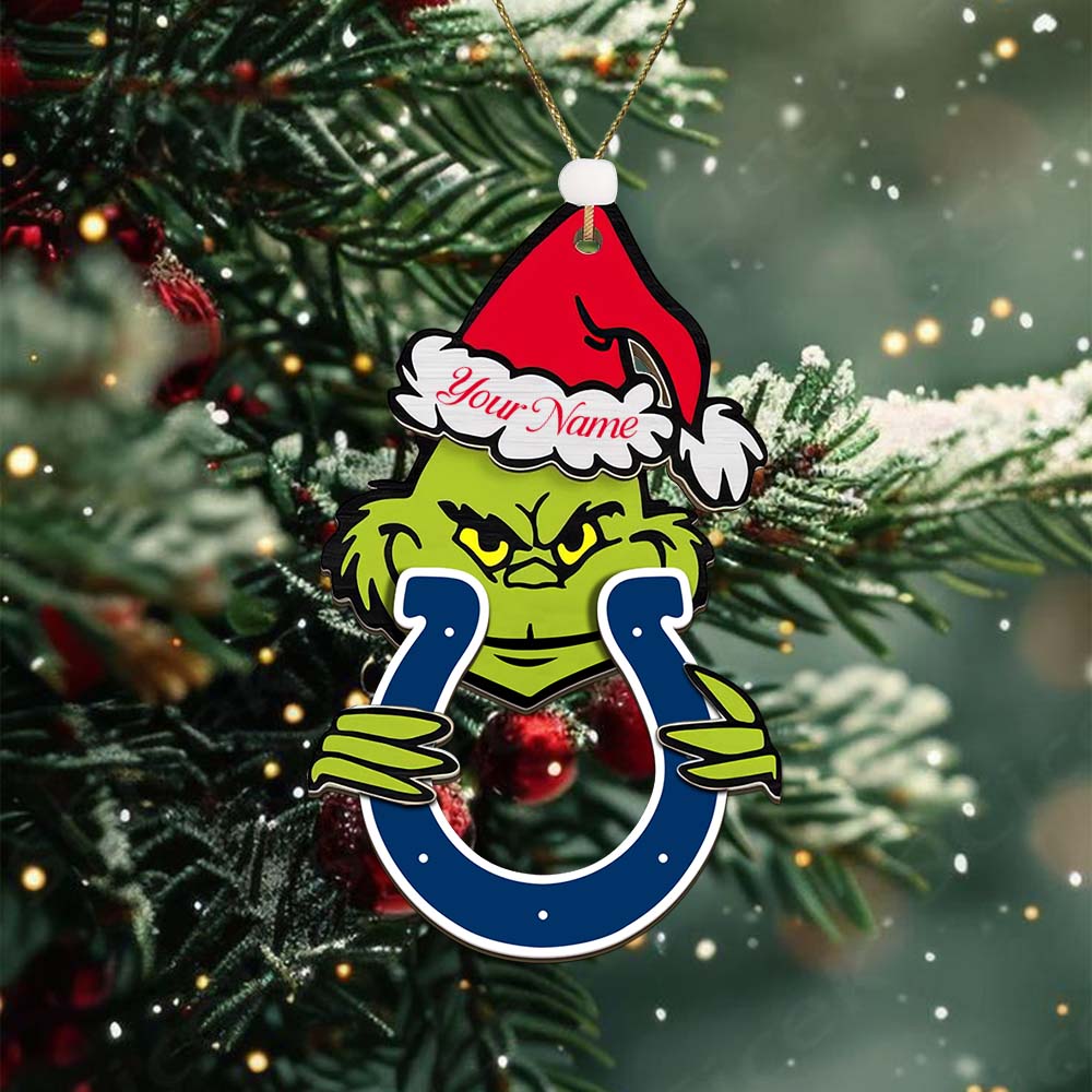 Sportswearmerch Indianapolis Colts NFL x The Grinch Christmas Acrylic Ornament Gift For Fans