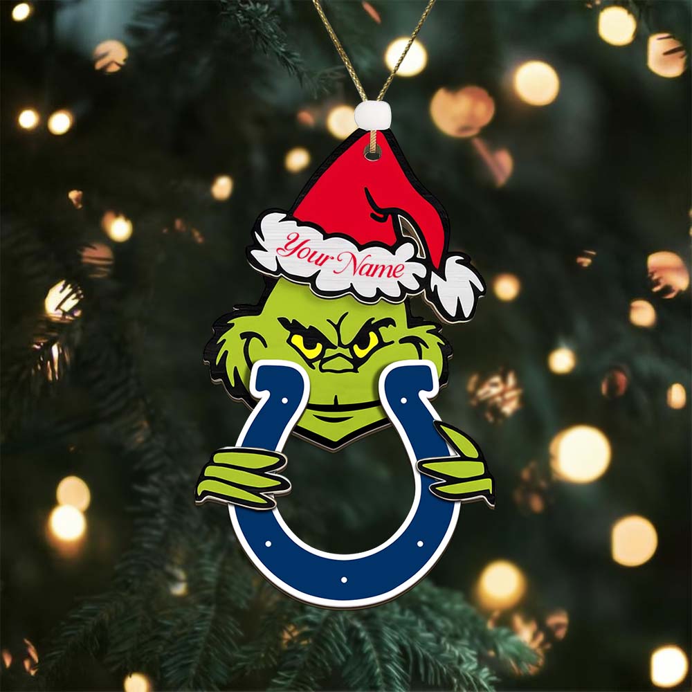 Sportswearmerch Indianapolis Colts NFL x The Grinch Christmas Acrylic Ornament Gift For Fans
