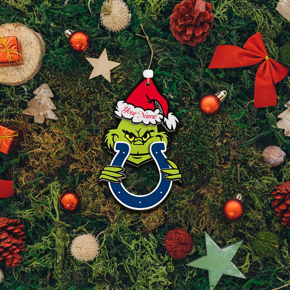 Sportswearmerch Indianapolis Colts NFL x The Grinch Christmas Acrylic Ornament Gift For Fans