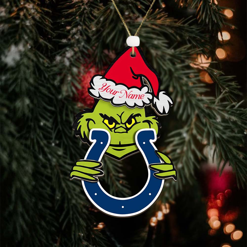 Sportswearmerch Indianapolis Colts NFL x The Grinch Christmas Acrylic Ornament Gift For Fans