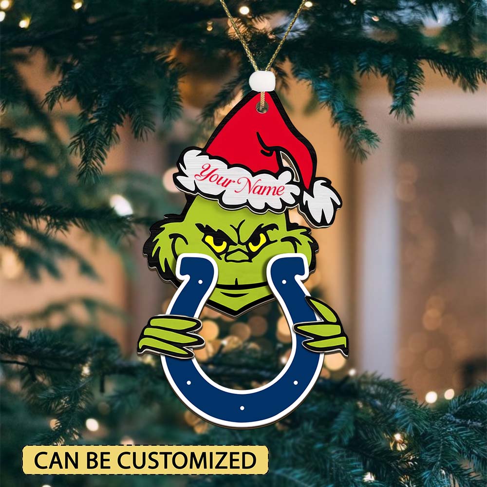 Sportswearmerch Indianapolis Colts NFL x The Grinch Christmas Acrylic Ornament Gift For Fans
