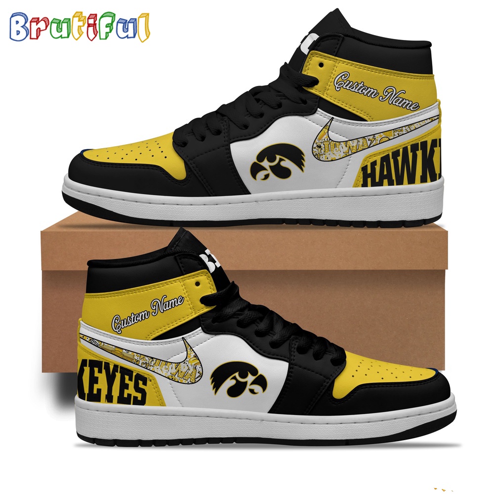 Sportswearmerch Iowa Hawkeyes NCAA Basketball AJ1 High Sneakers Shoes For Men And Women