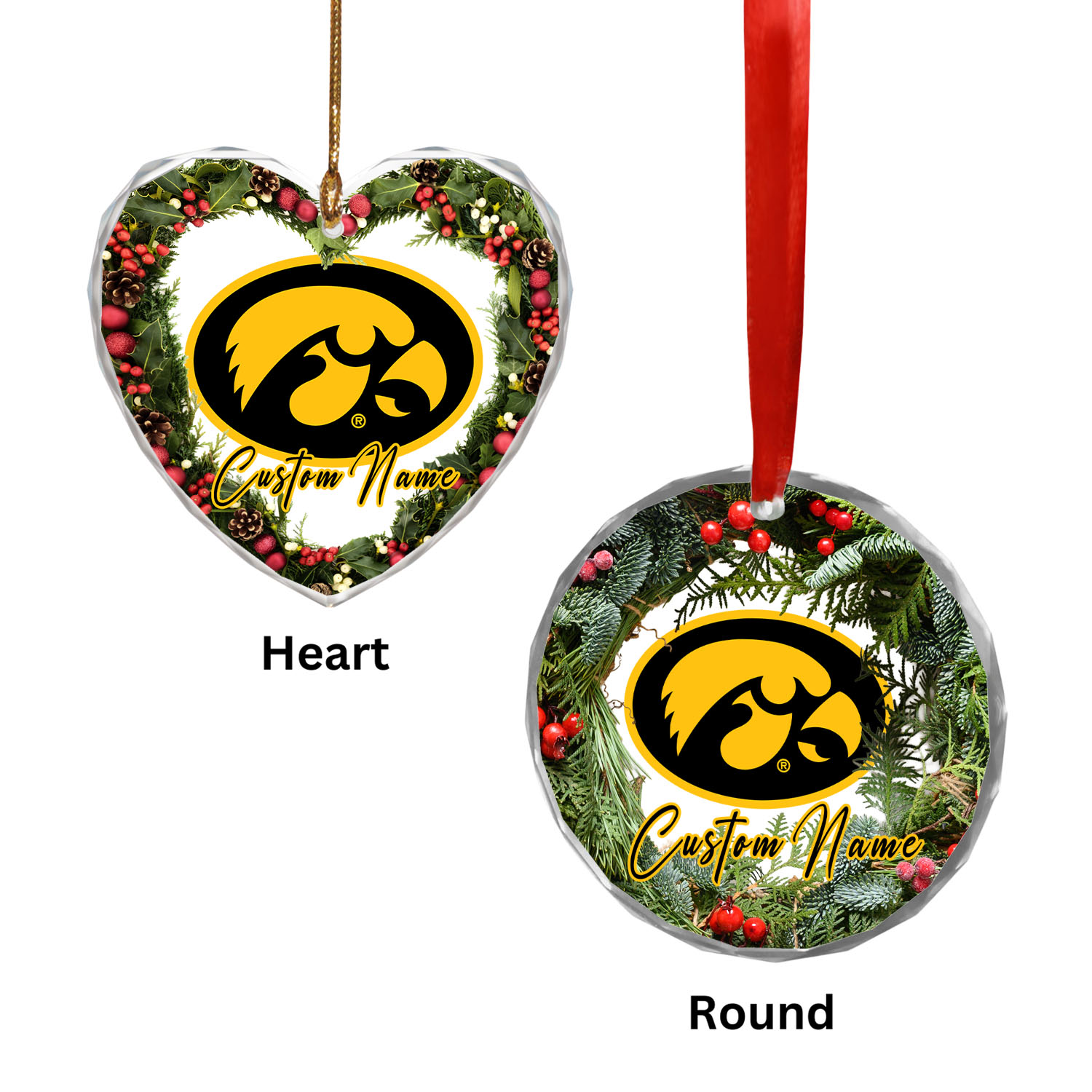 Sportswearmerch Iowa Hawkeyes NCAA x Christmas Glass Ornament Gift For Fans