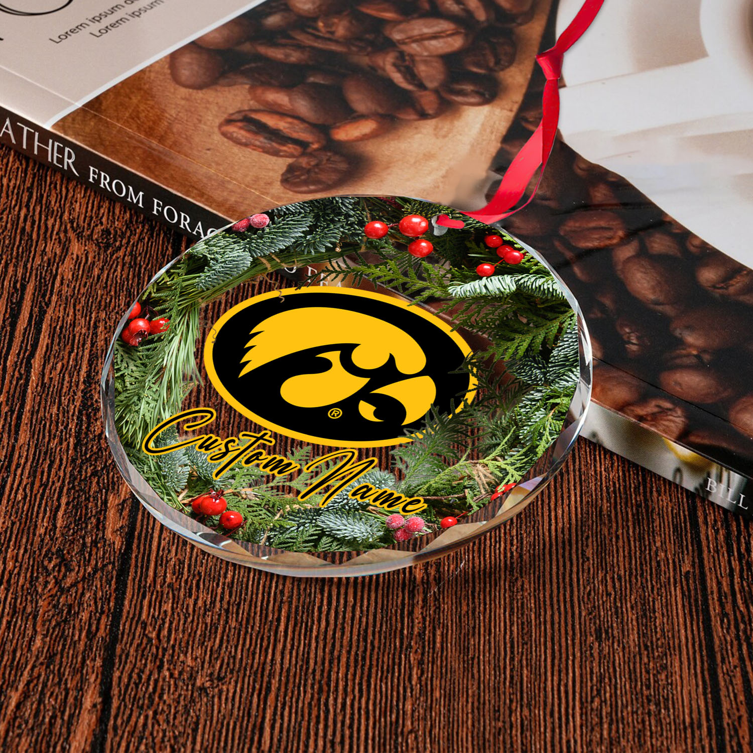 Sportswearmerch Iowa Hawkeyes NCAA x Christmas Glass Ornament Gift For Fans