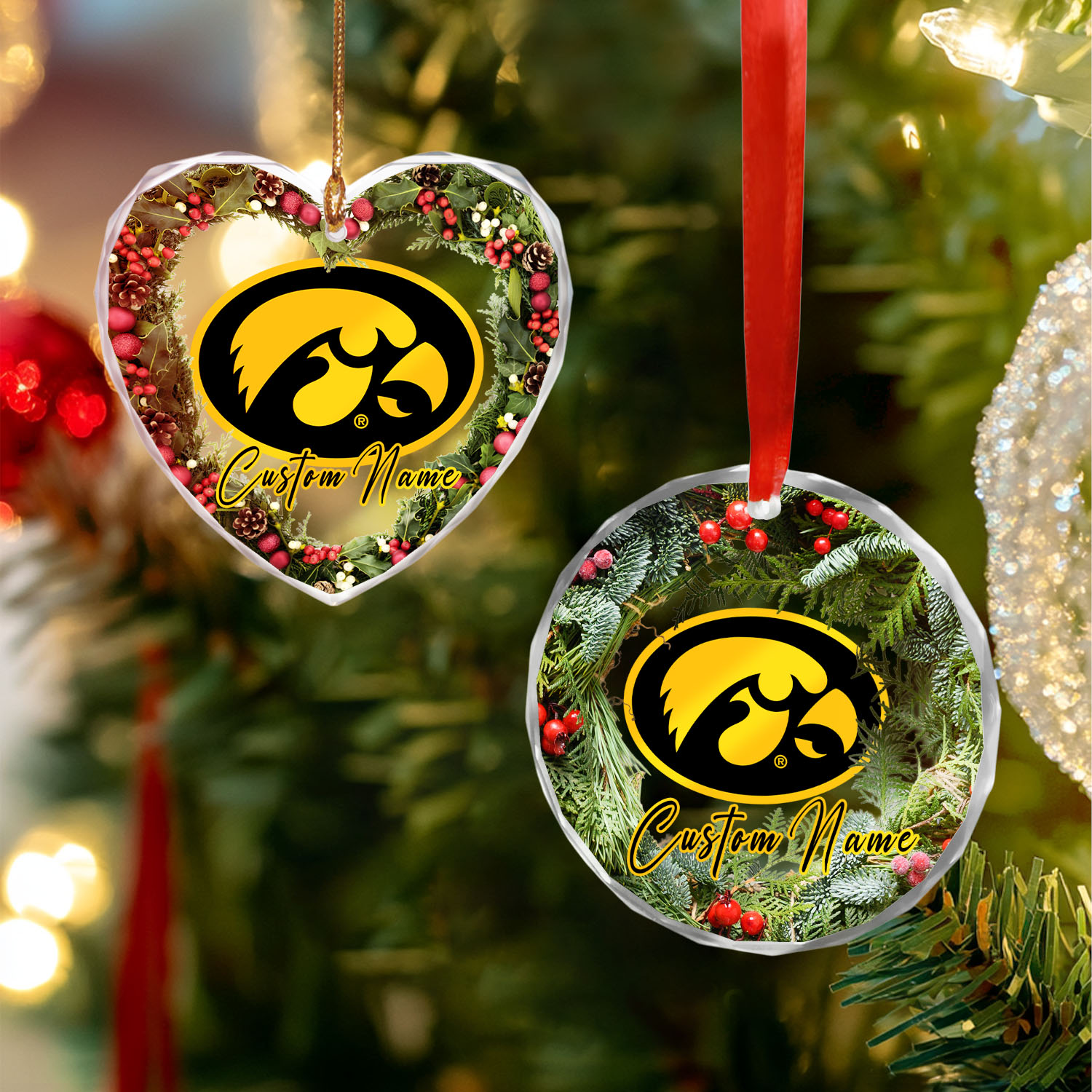 Sportswearmerch Iowa Hawkeyes NCAA x Christmas Glass Ornament Gift For Fans