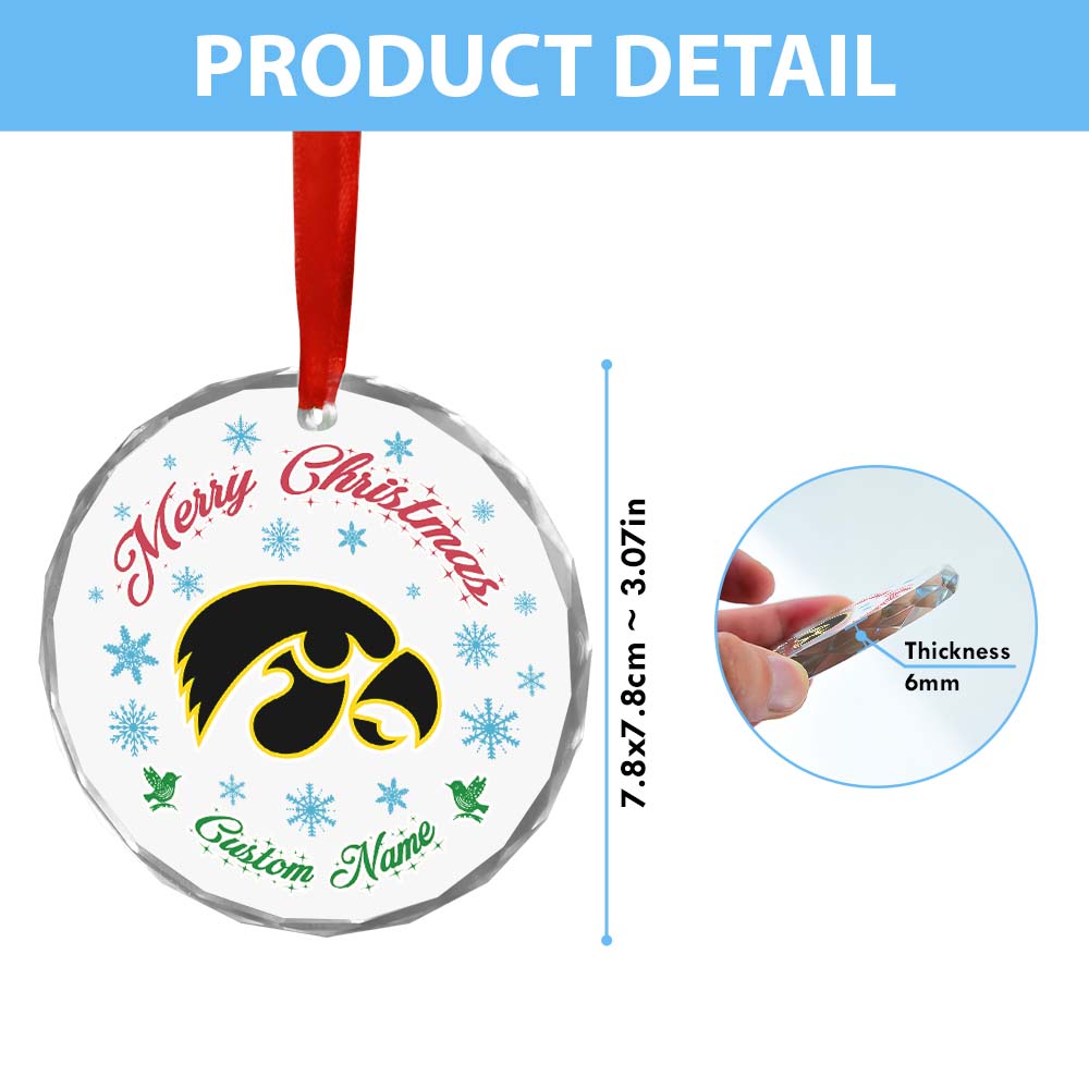 Sportswearmerch Iowa Hawkeyes NCAA x Christmas Glass Ornament Gift For Fans