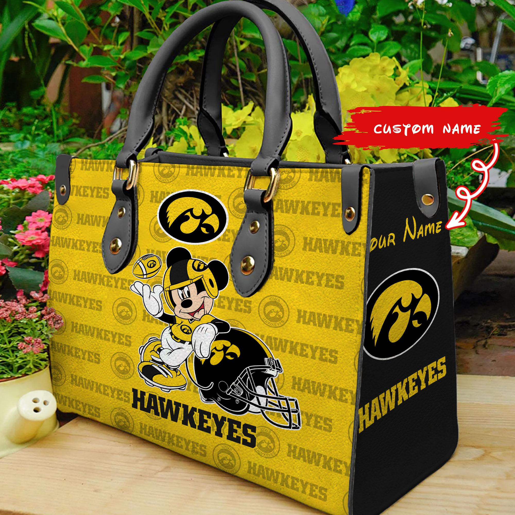 Sportswearmerch Iowa Hawkeyes NCAA x Mickey Women Leather Handbag For Fan