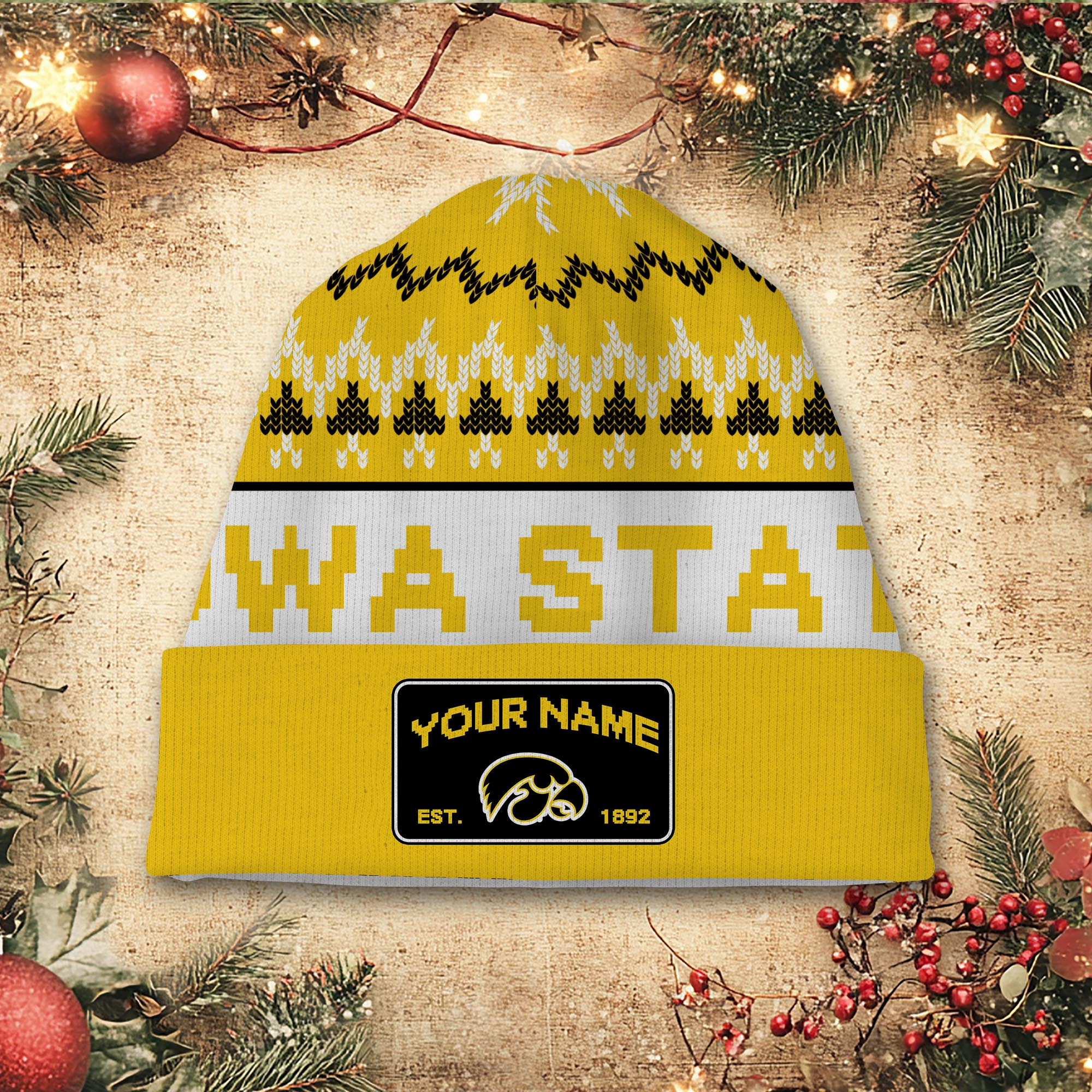 Sportswearmerch Iowa State Cyclones NCAA Christmas Beanie Hat For Fan