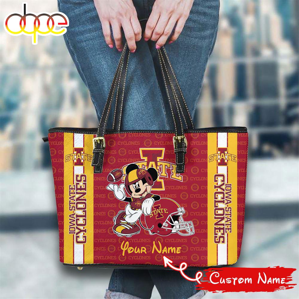 Sportswearmerch Iowa State Cyclones NCAA Mickey Women Leather Tote Bag For Fan