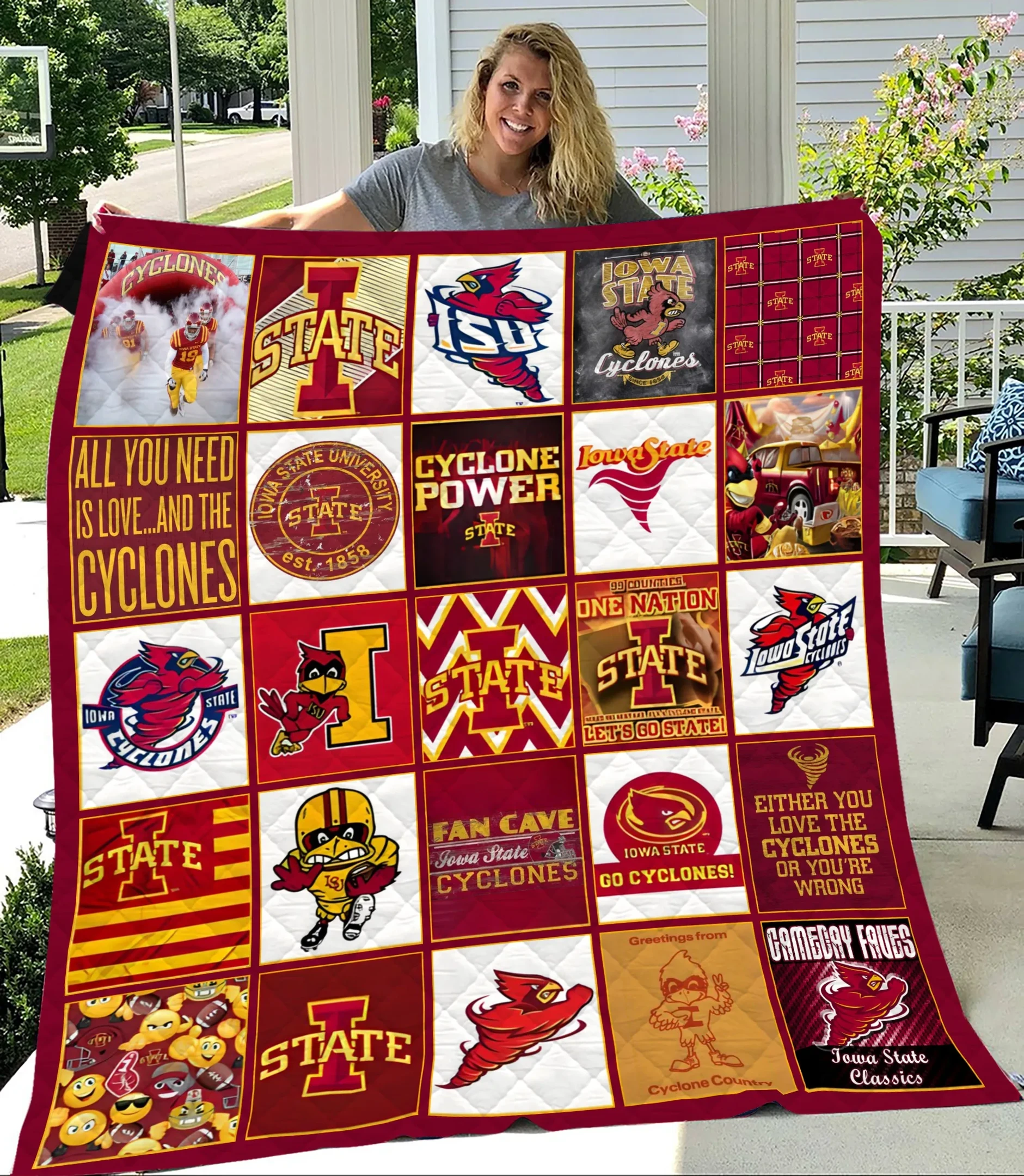 Sportswearmerch Iowa State Cyclones NCAA Quilt Blanket For Fan