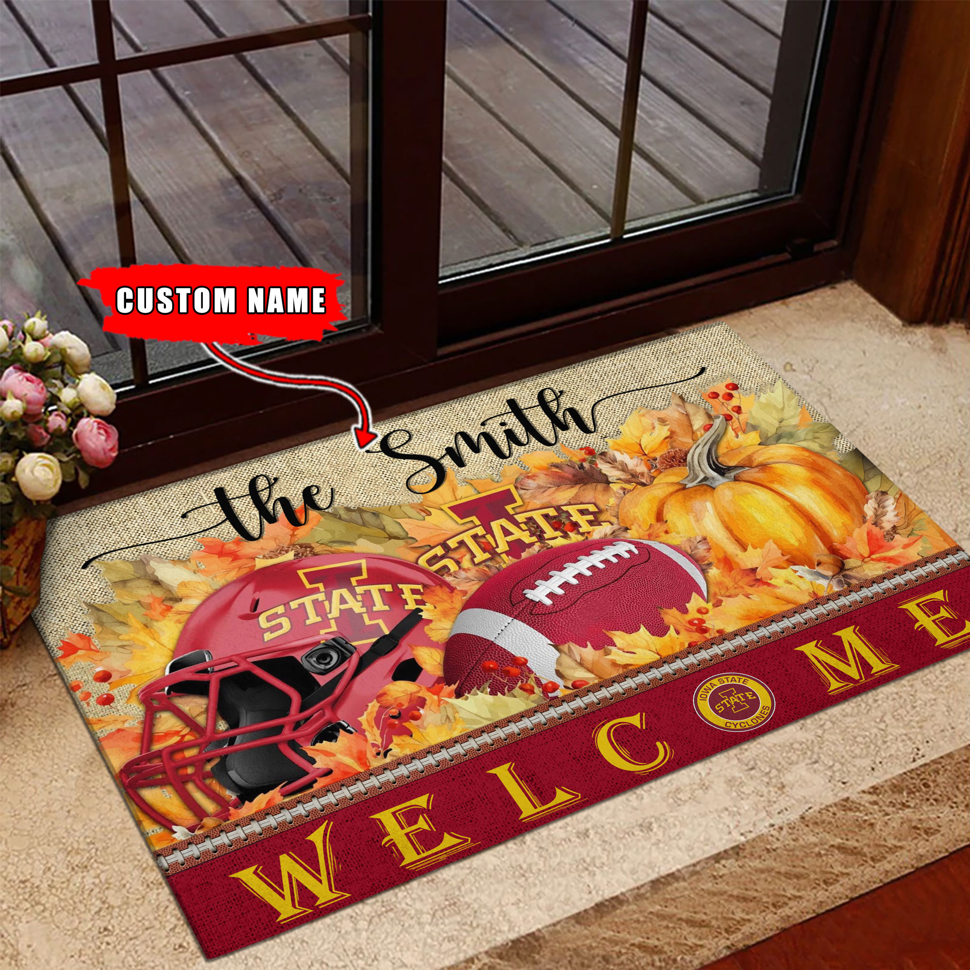 Sportswearmerch Iowa State Cyclones NCAA Welcome Fall Football Doormat For Fan