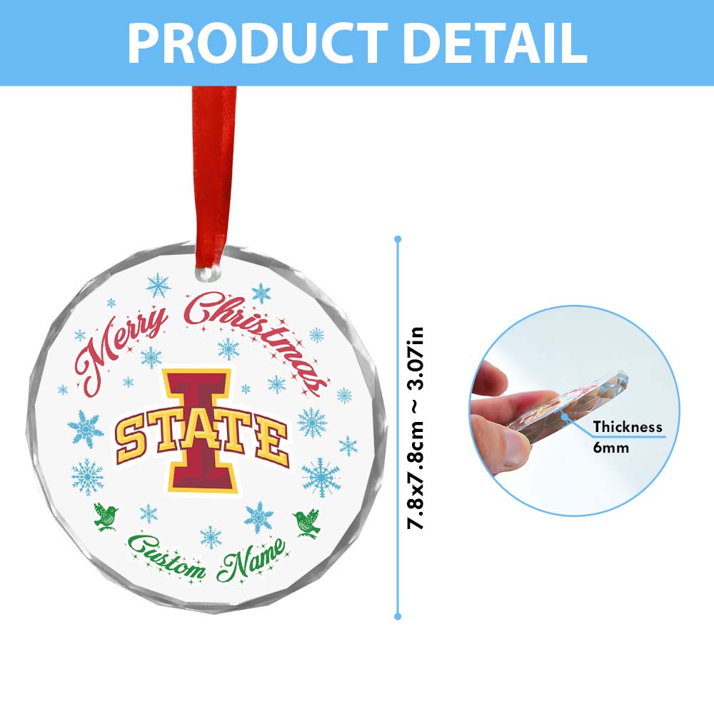 Sportswearmerch Iowa State Cyclones NCAA x Christmas Glass Ornament Gift For Fans