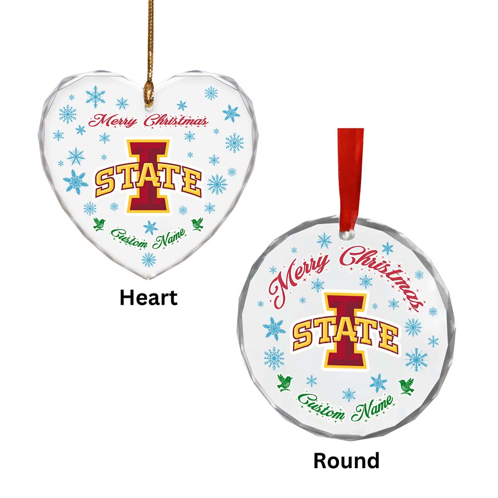 Sportswearmerch Iowa State Cyclones NCAA x Christmas Glass Ornament Gift For Fans