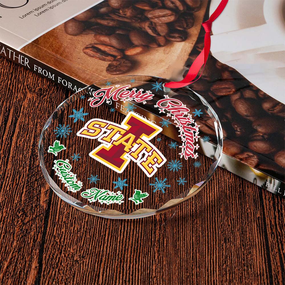 Sportswearmerch Iowa State Cyclones NCAA x Christmas Glass Ornament Gift For Fans