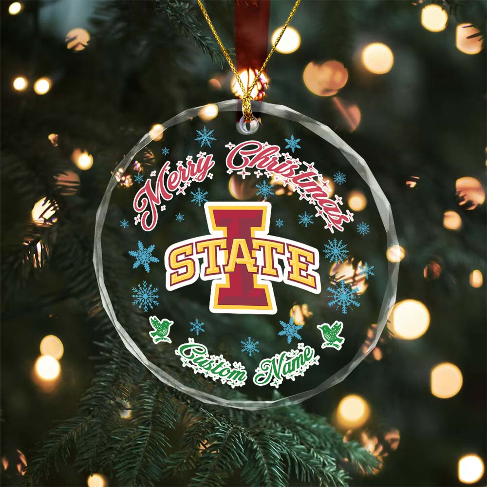 Sportswearmerch Iowa State Cyclones NCAA x Christmas Glass Ornament Gift For Fans