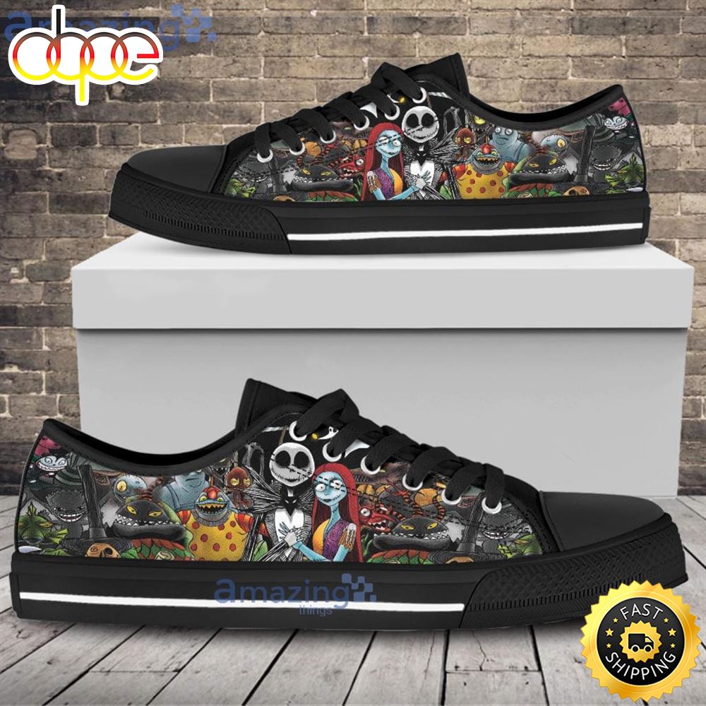 Sportswearmerch Jack and Sally Nightmare Before Christmas Low Top Canvas Sneakers Shoes For Men And Women