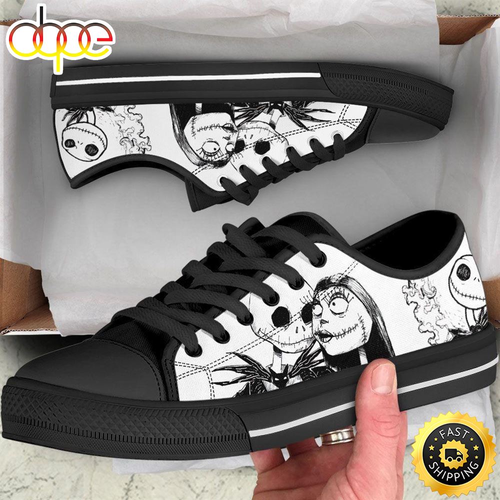 Sportswearmerch Jack Skellington Movie and Sally Low Top Canvas Sneakers Shoes For Men And Women