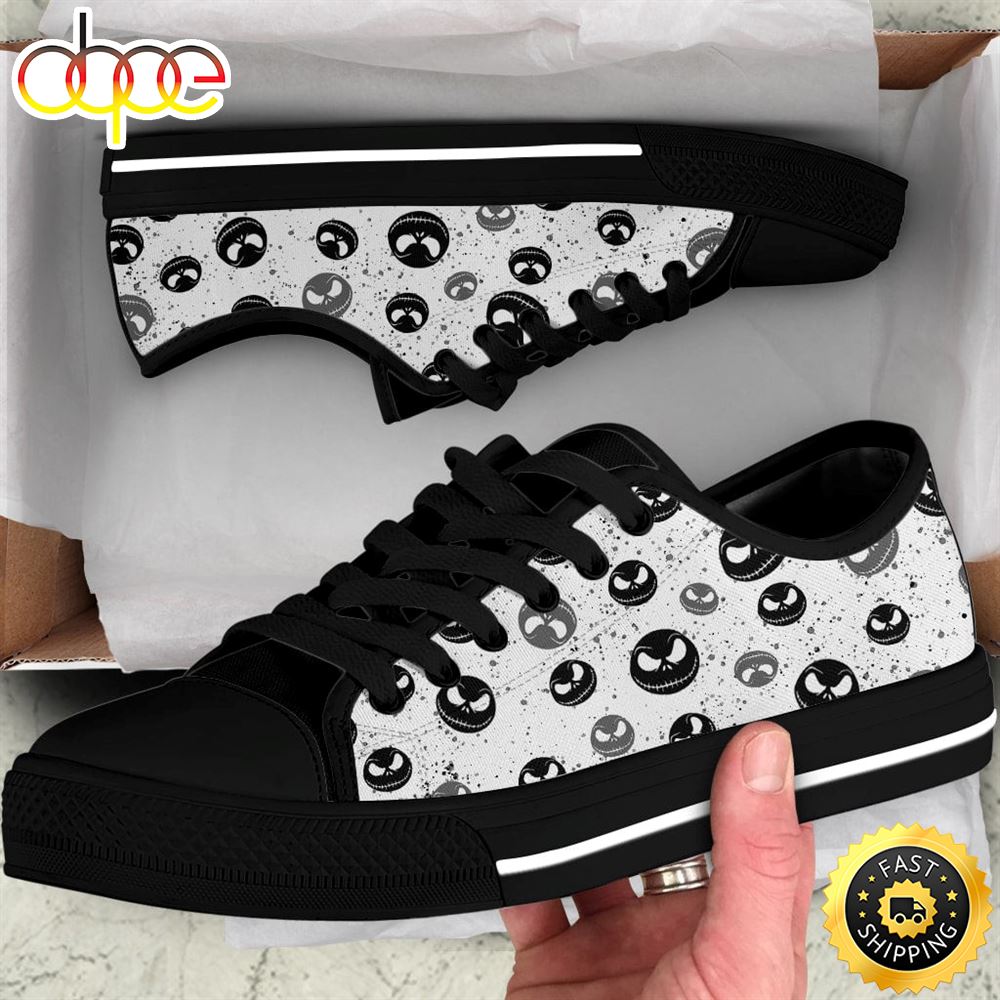 Sportswearmerch Jack Skellington Movie Face Women Low Top Canvas Sneakers Shoes For Men And Women