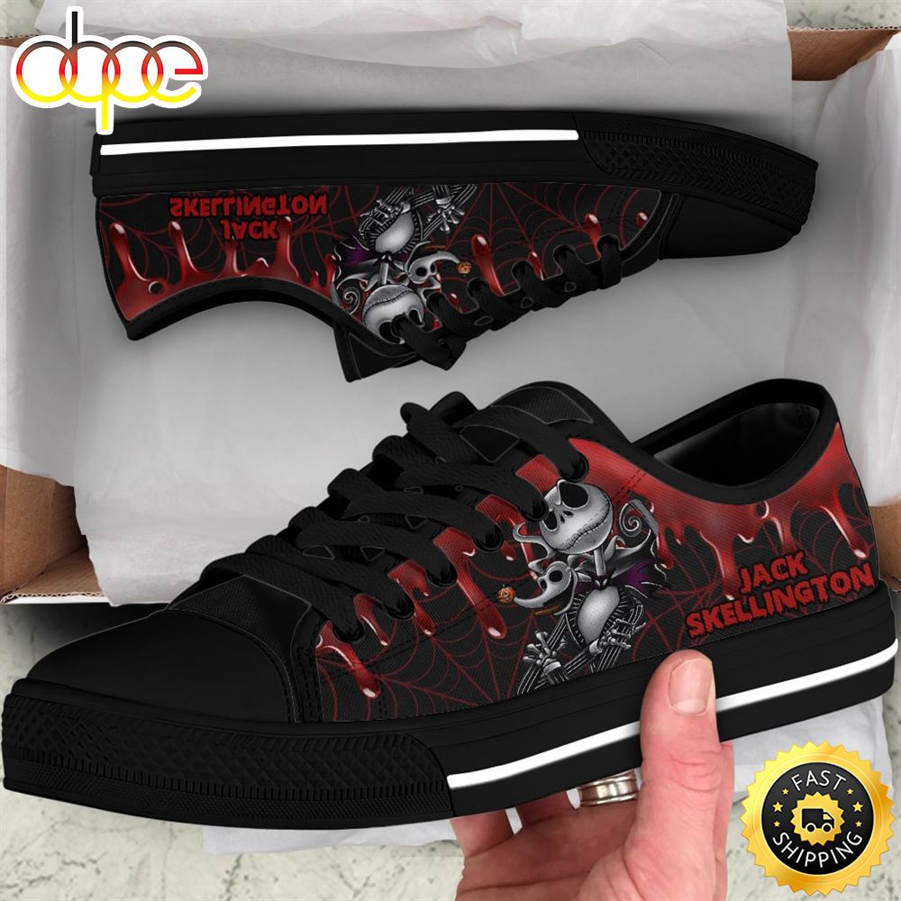 Sportswearmerch Jack Skellington Movie Red Blood Women Low Top Canvas Sneakers Shoes For Men And Women