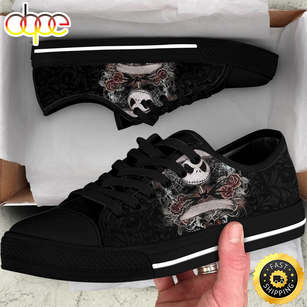 Sportswearmerch Jack Skellington Movie Women Low Top Canvas Sneakers Shoes For Men And Women
