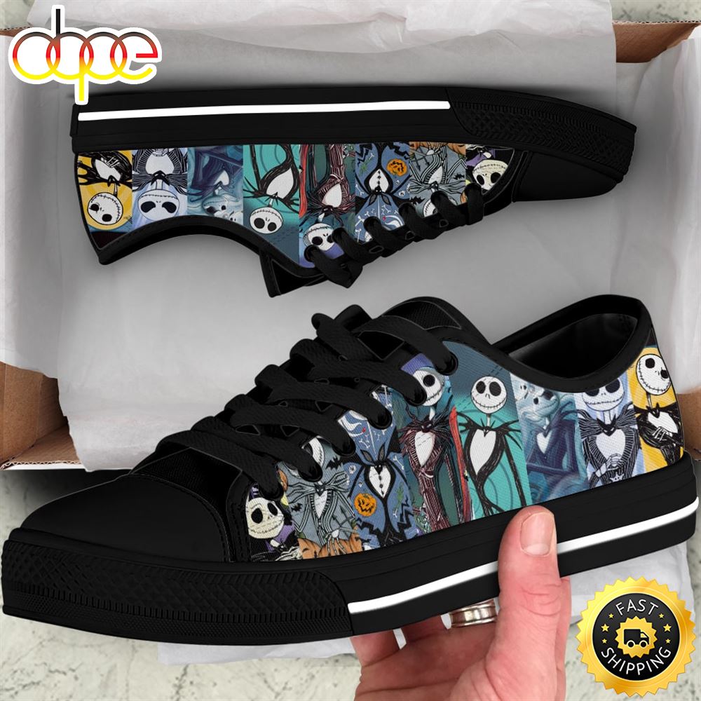 Sportswearmerch Jack Skellington Movie Women Low Top Canvas Sneakers Shoes For Men And Women