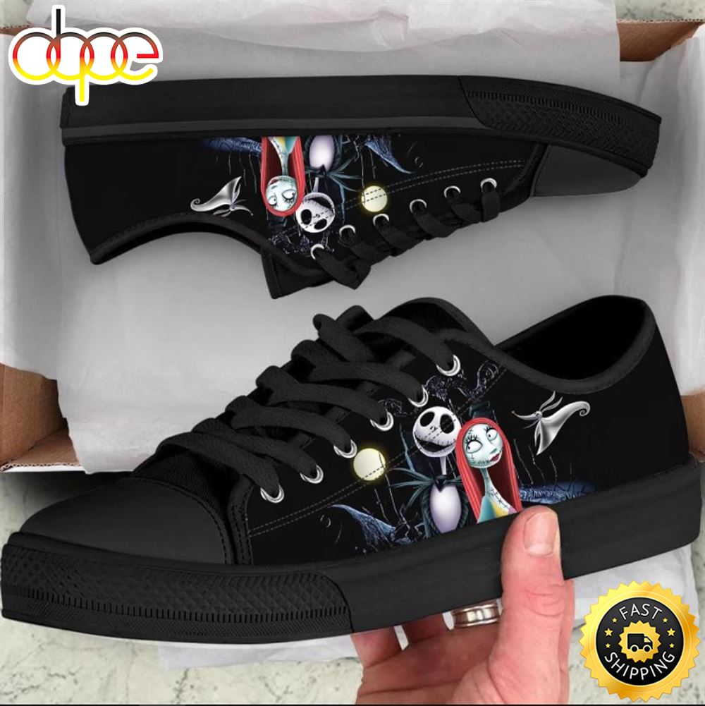 Sportswearmerch Jack Skellington Movie x Sally Women Low Top Canvas Sneakers Shoes For Men And Women