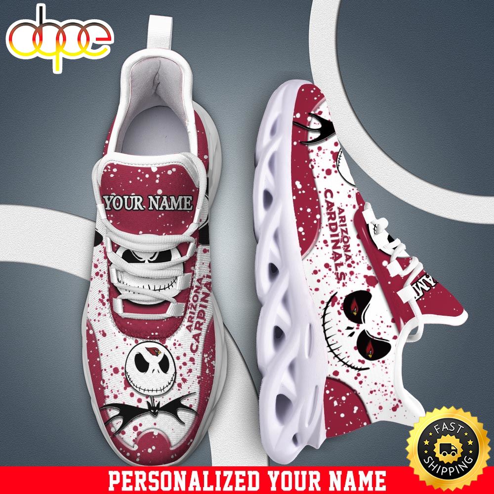 Sportswearmerch Jack Skellington x Arizona Cardinals NFL White Max Soul Shoes Sneakers For Men And Women