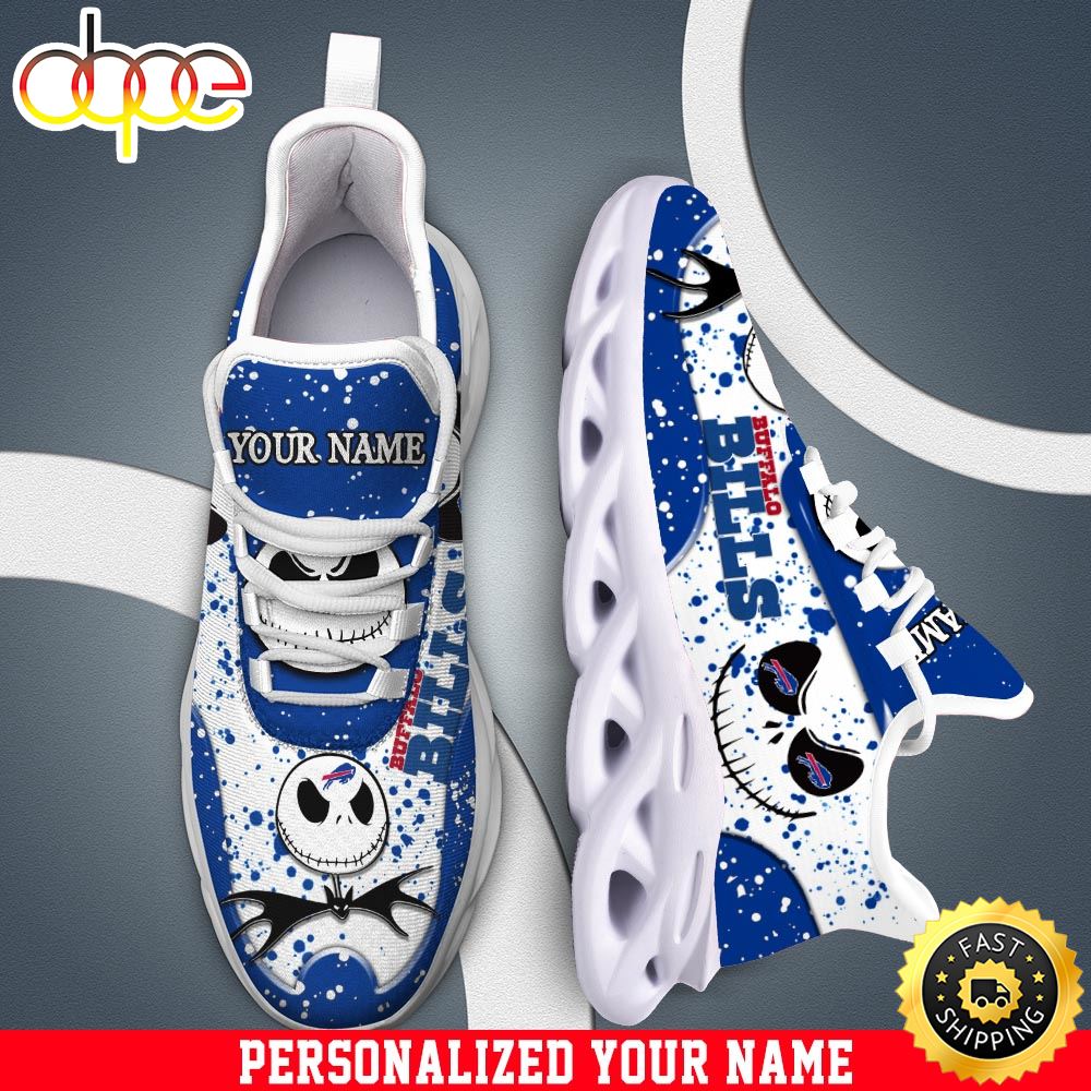 Sportswearmerch Jack Skellington x Buffalo Bills NFL White Max Soul Shoes Sneakers For Men And Women