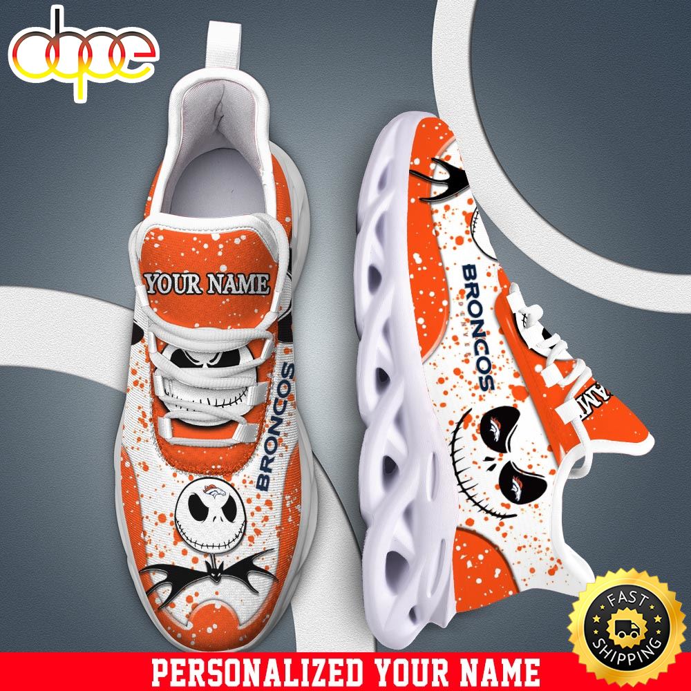 Sportswearmerch Jack Skellington x Denver Broncos NFL Max Soul Shoes Sneakers For Men And Women