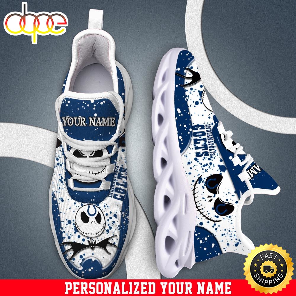Sportswearmerch Jack Skellington x Indianapolis Colts NFL White Max Soul Shoes Sneakers For Men And Women
