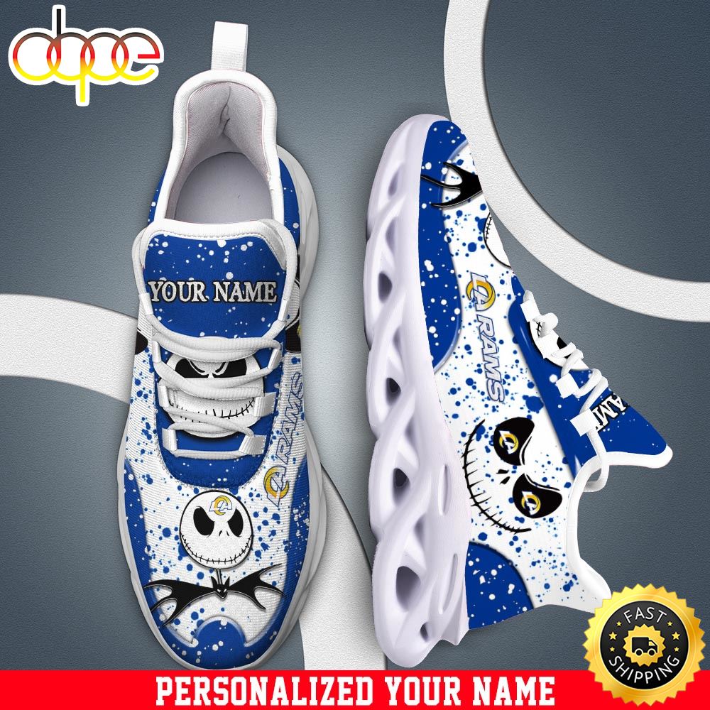 Sportswearmerch Jack Skellington x Los Angeles Rams NFL White Max Soul Shoes Sneakers For Men And Women