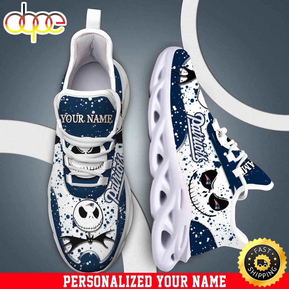 Sportswearmerch Jack Skellington x New England Patriots NFL White Max Soul Shoes Sneakers For Men And Women