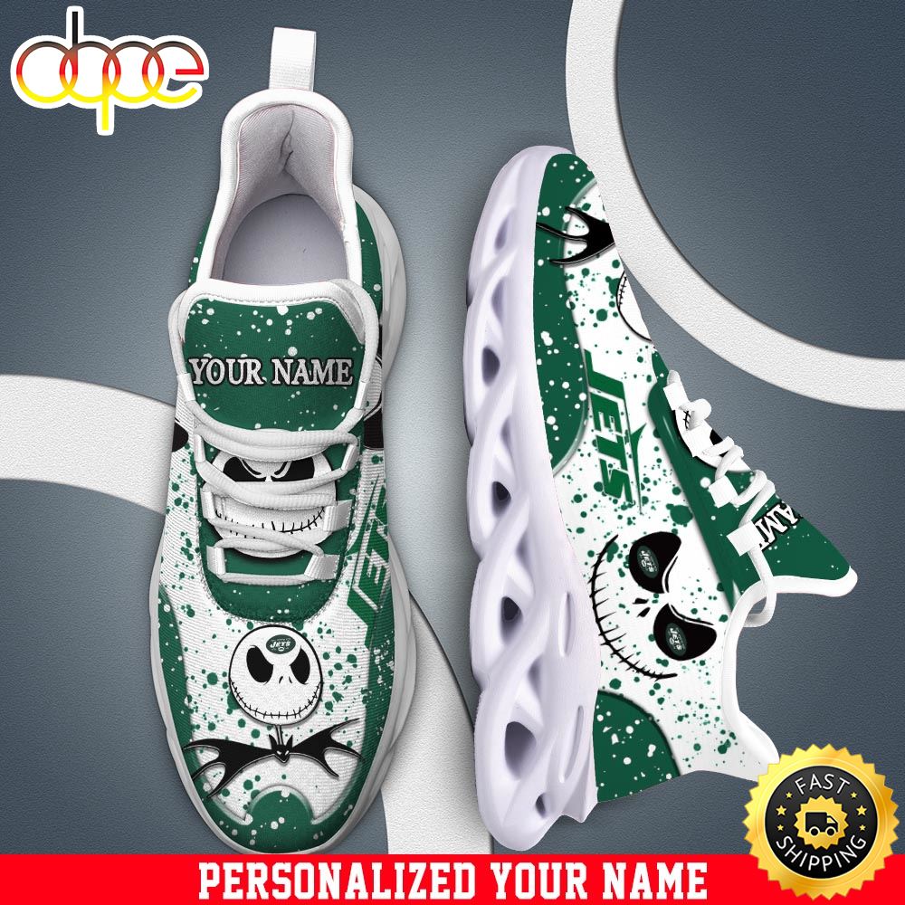Sportswearmerch Jack Skellington x New York Jets NFL White Max Soul Shoes Sneakers For Men And Women