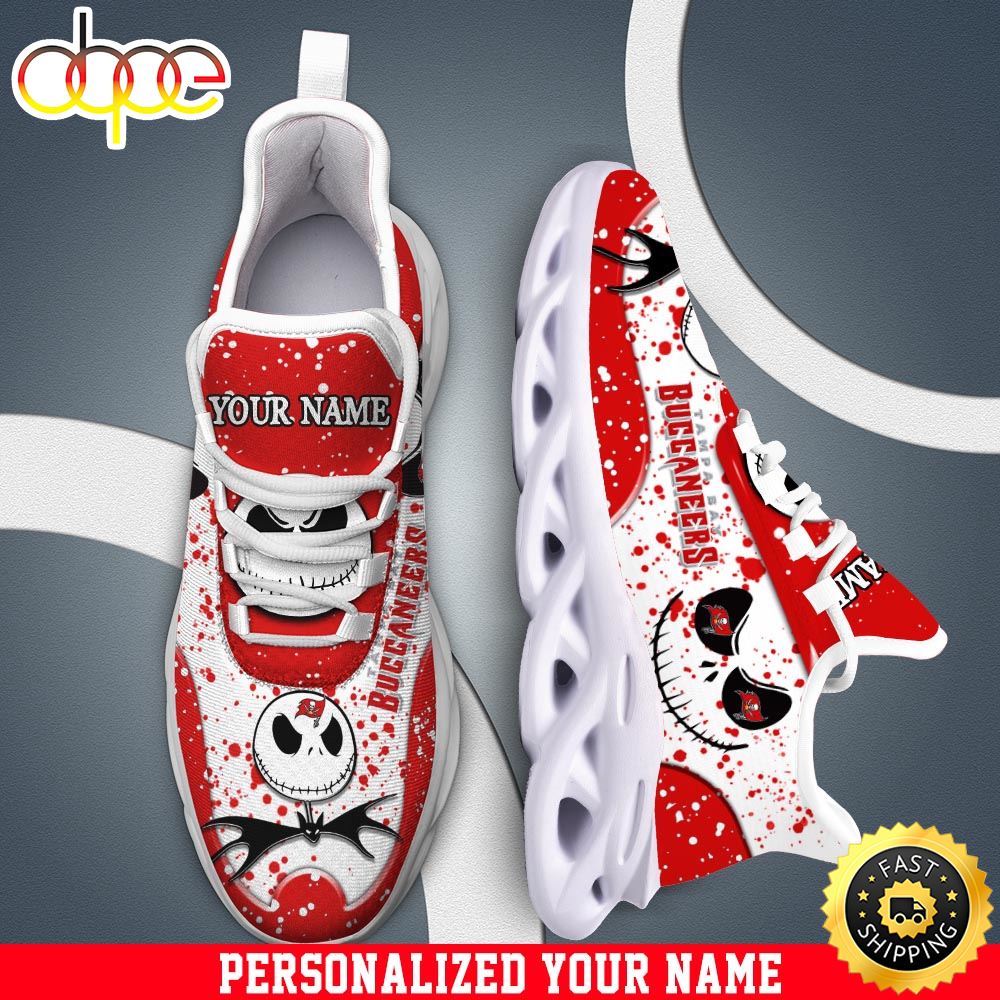 Sportswearmerch Jack Skellington x Tampa Bay Buccaneers NFL White Max Soul Shoes Sneakers For Men And Women