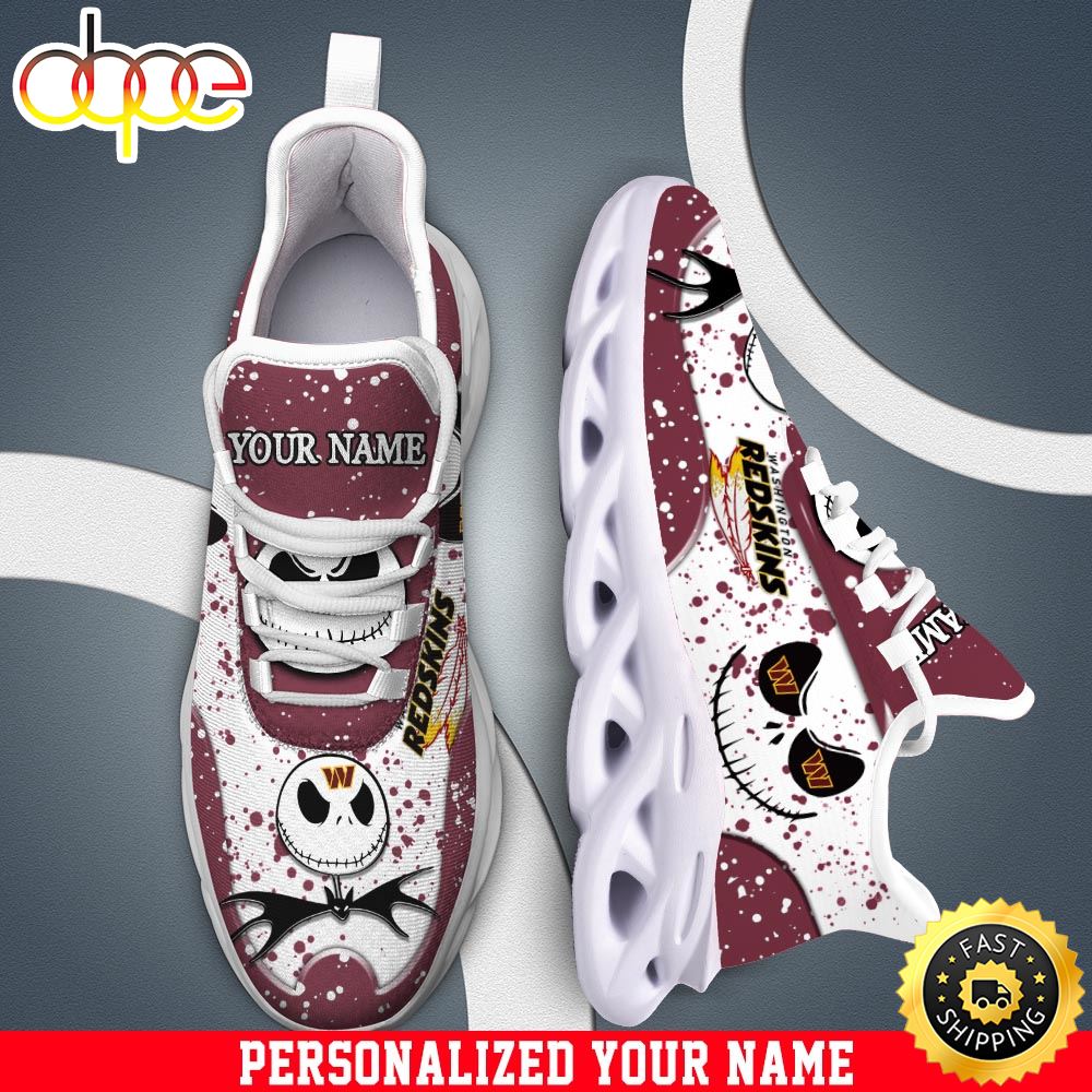 Sportswearmerch Jack Skellington x Washington Commanders NFL White Max Soul Shoes Sneakers For Men And Women