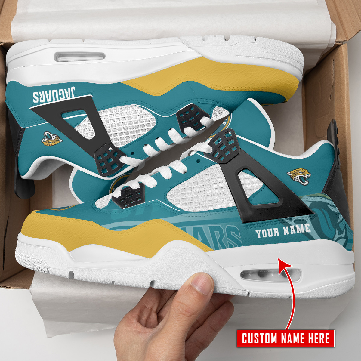 Sportswearmerch Jacksonville Jaguars NFL AJ4 Sneakers Shoes For Men And Women