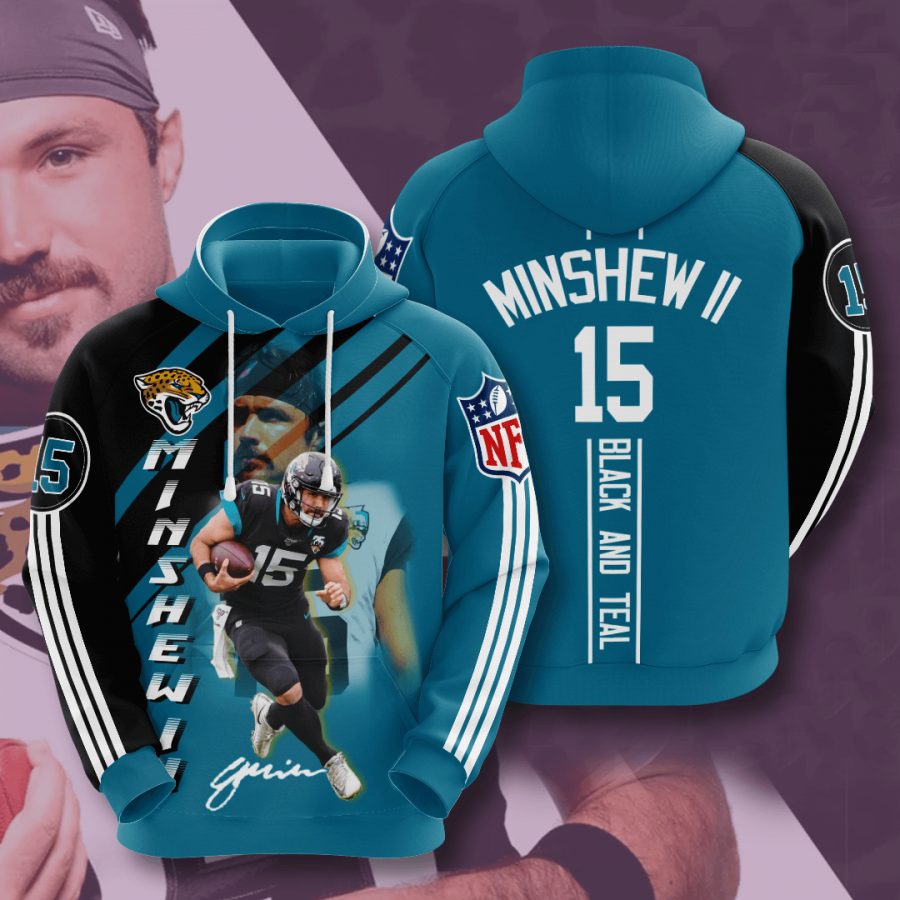 Sportswearmerch Jacksonville Jaguars NFL Gardner Minshew Teal Black Stripes Personalized Hoodie For Fan