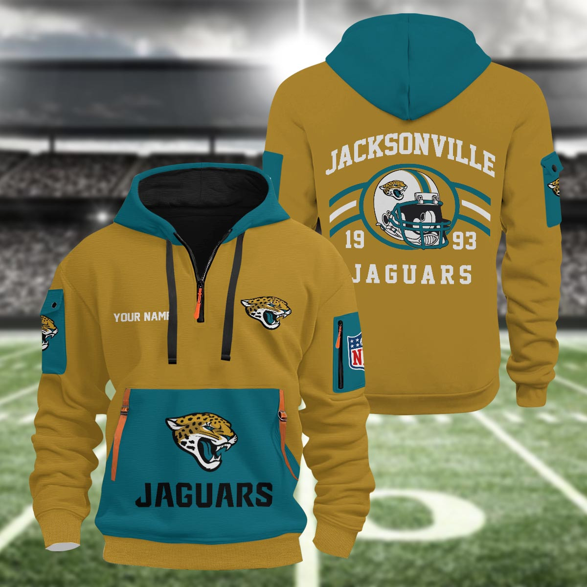 Sportswearmerch Jacksonville Jaguars NFL Half Zip Hoodie For Fan