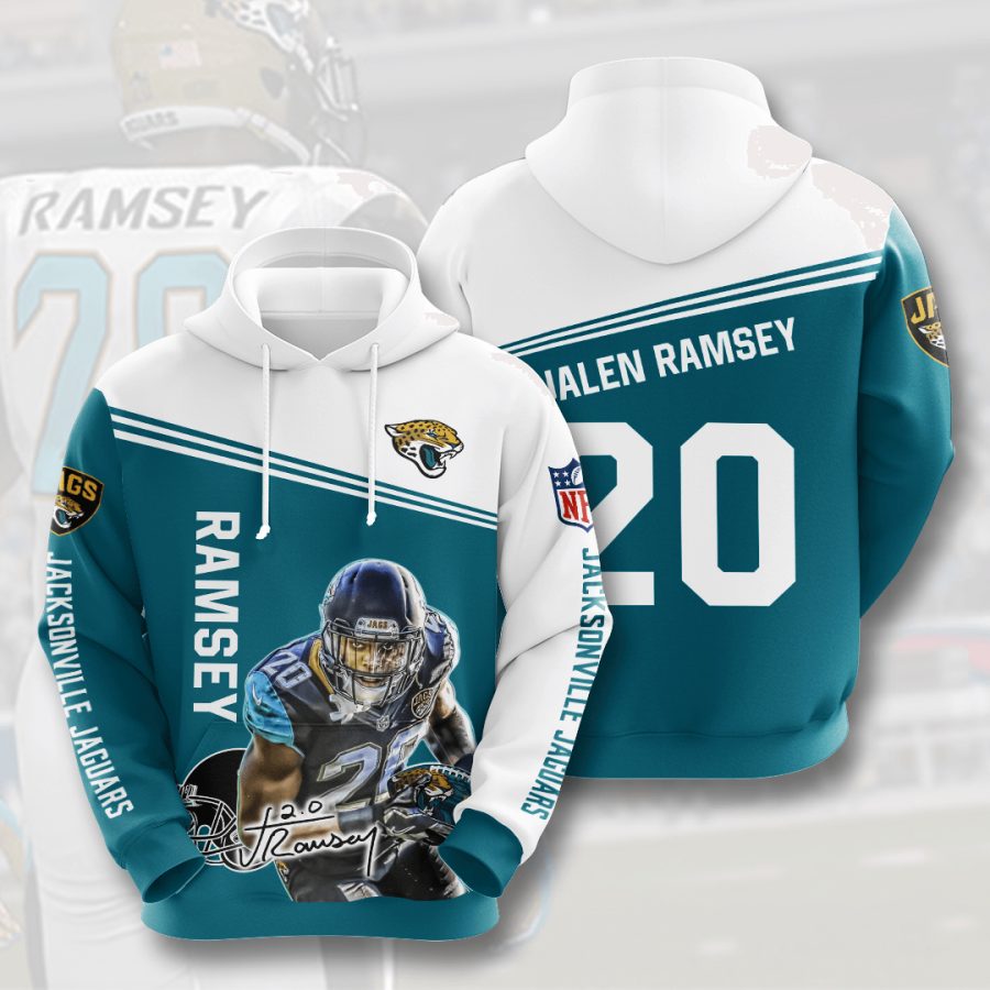 Sportswearmerch Jacksonville Jaguars NFL Jalen Ramsey Teal White Personalized Hoodie For Fan