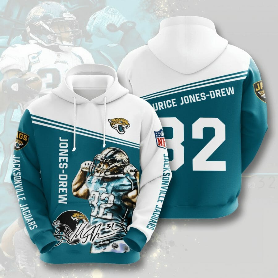 Sportswearmerch Jacksonville Jaguars NFL Maurice Jones-Drew Teal White Personalized Hoodie For Fan