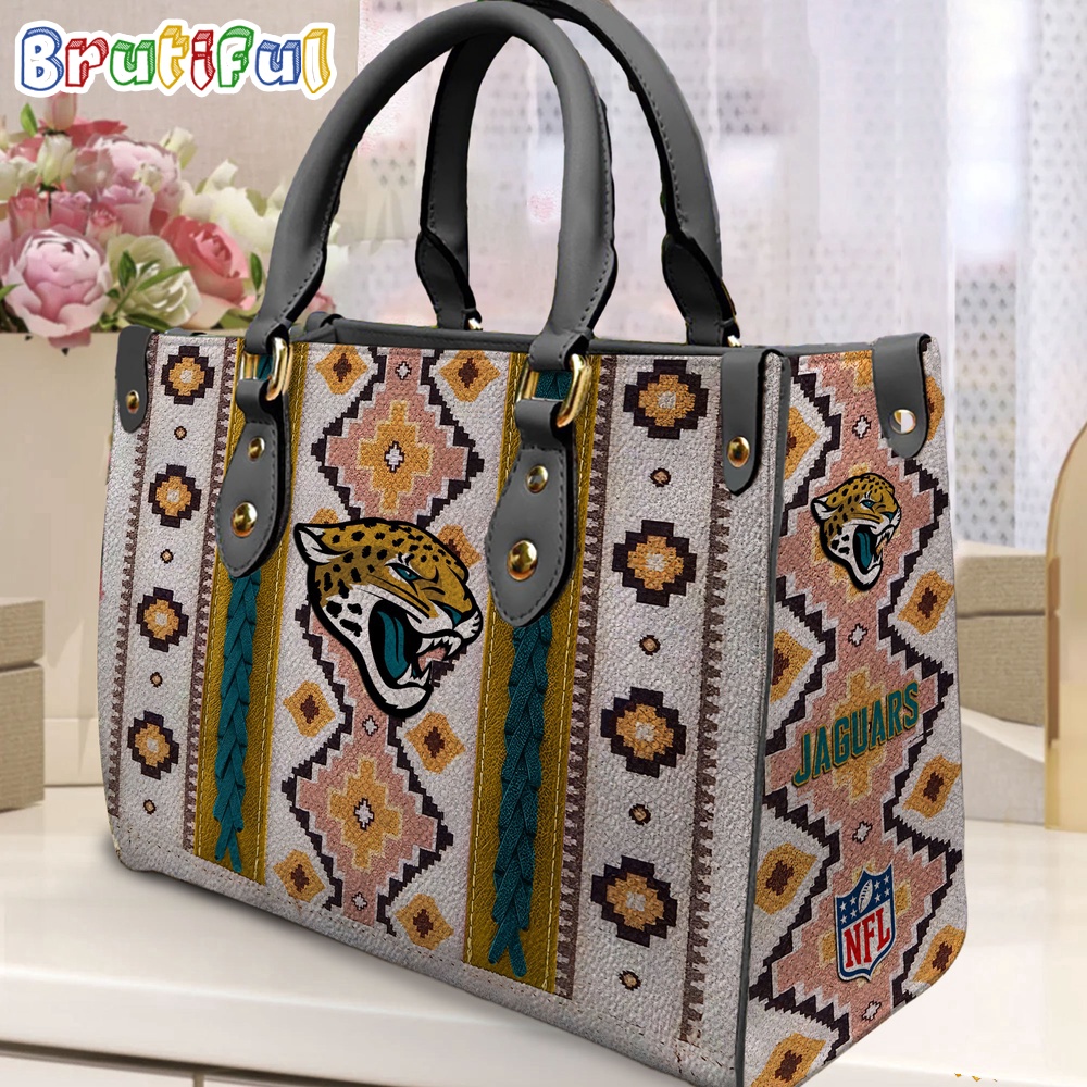 Sportswearmerch Jacksonville Jaguars NFL Native American Pattern Leather Bag For Fan